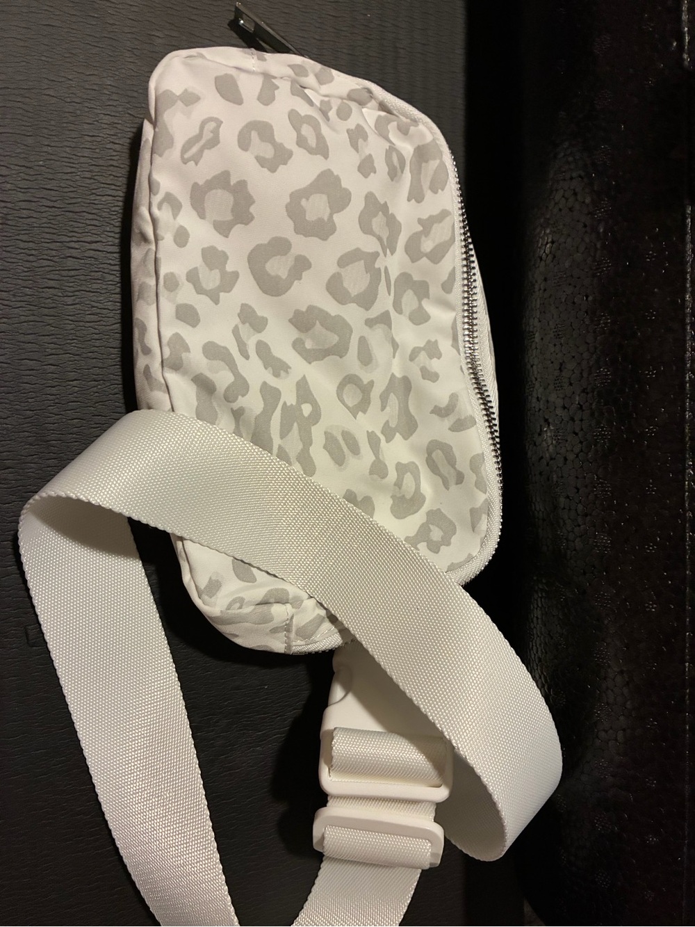 White Leopard Print Crossbody Belt Bag